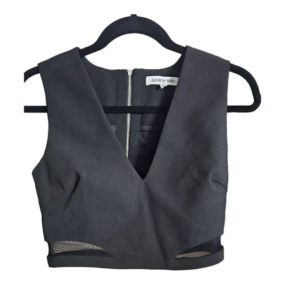 ELIZABETH AND JAMES Black V-Neck Crop Top - Size Small - Picture 1 of 6